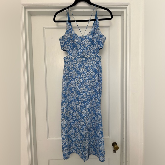 EUC Topshop Cornflower Floral Print Cutout Midi Dress - Picture 4 of 10